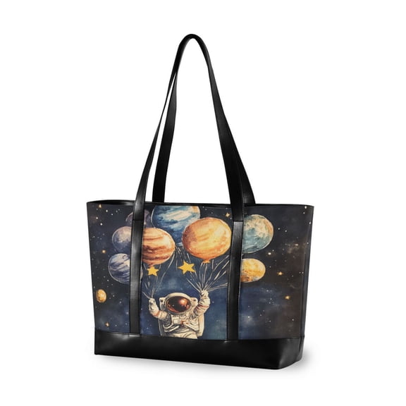 FORMRS Canvas Laptop Tote Bag for Women with 15.6" Computer Compartments Shoulder Handbag, Watercolor Astronaut