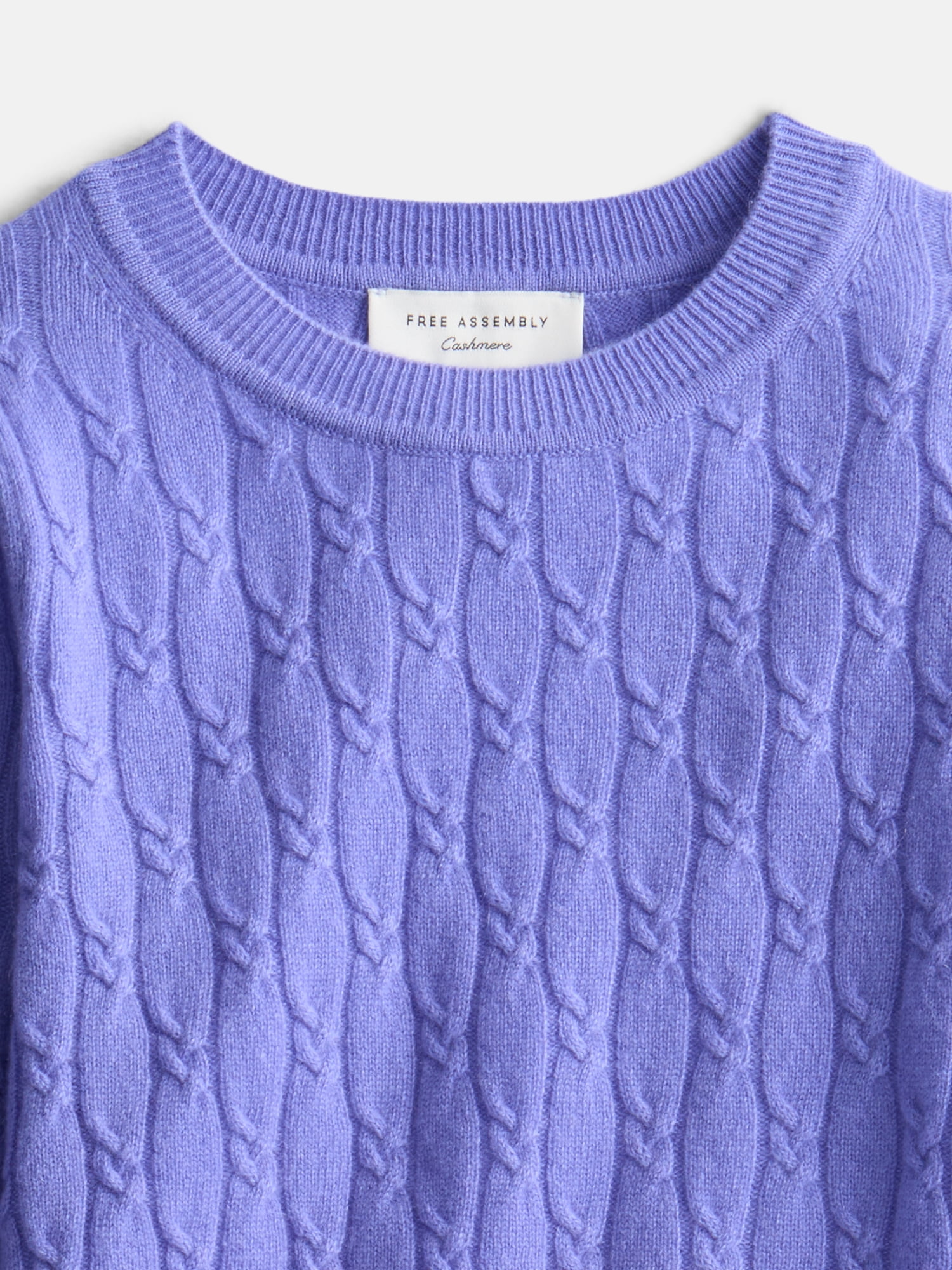 Free Assembly Toddler and Kids Cable Knit Cashmere Sweater with Puff Sleeves, Sizes 2T-5T and 6-12