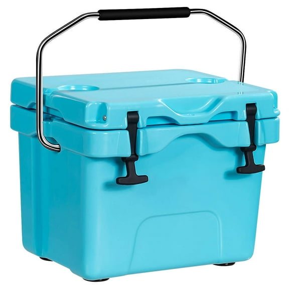 16 Quart 24-Can Capacity Portable Insulated Ice Cooler with 2 Cup Holders
