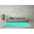 thumbnail image 3 of Ahgly Company Machine Washable Indoor Square Abstract Turquoise Blue Modern Area Rugs, 5' Square, 3 of 4