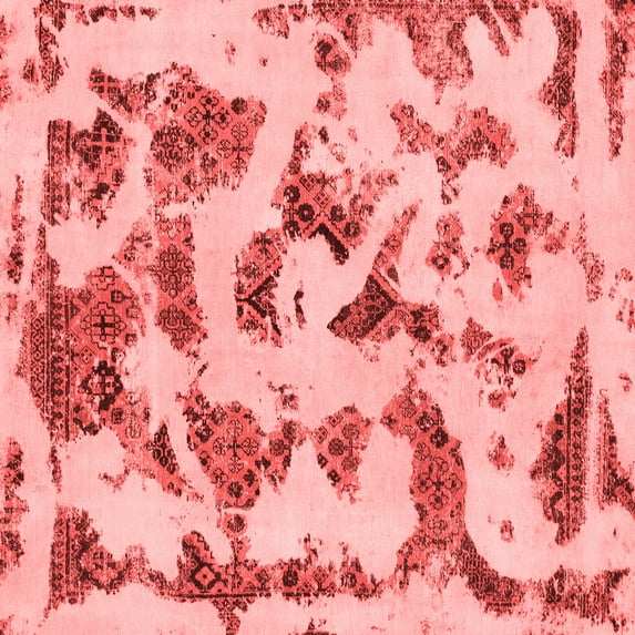 Ahgly Company Machine Washable Indoor Square Abstract Red Modern Area Rugs, 5' Square