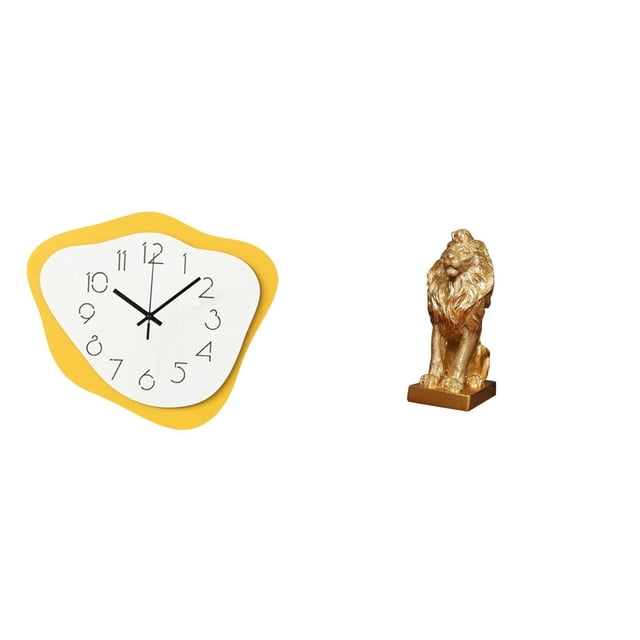 Reloj de pared de león acrílico, escultura, adorno moderno para oficina, reloj silencioso, figura decorativa de arte rústico, pieza de colección para