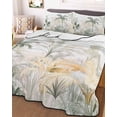 thumbnail image 3 of Quilts Twin Size, Green Yellow Palm Tree Soft Comforter Bedding Set for Bed, Summer Botanical Tropical Lightweight Quilted Bedspread with Pillow Cover(2 Pieces) for All Season, 68x86 Inch, 3 of 6