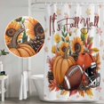 thumbnail image 5 of Pumpkin Football Fall Shower Curtain, Waterproof Shower Curtains for Bathroom, Thanksgiving Sunflower Maple Leaf Washable Fabric Bathtub Curtain Set Bath Decor with 12 Hooks Extra Long 72"x96", 5 of 8