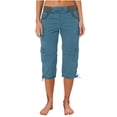thumbnail image 1 of Pantalones capri cargo de verano Umfun para mujer, pantalones casuales elásticos de cintura alta, pantalones holgados de playa, pantalones cortos con cordón para vacaciones, 1 of 5