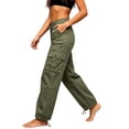 thumbnail image 6 of Idoravan Womens Cargo Pants Straight Leg Women's Outdoor Work Straight-Leg Cargo Pants with Multiple Pockets and Drawstring Hem, 6 of 7