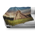 thumbnail image 2 of Travel Soft Flannel Fleece Throw Blanket, Image of Kukulkan Pyramid in Chichen Itza Yucatan Mexico Monument, Cozy Plush for Indoor and Outdoor Use, 60" x 80", Night Blue Multicolor, by Ambesonne, 2 of 5