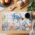 thumbnail image 2 of Crab Coastal Placemats Set of 8 Summer Beach Coral Starfish Grey Wooden Place Mats Indoor Wipeable Table Mats Washable Cloth Dining Table Placemats for Kitchen Holiday Party Home Decor 13x19 Inch, 2 of 9