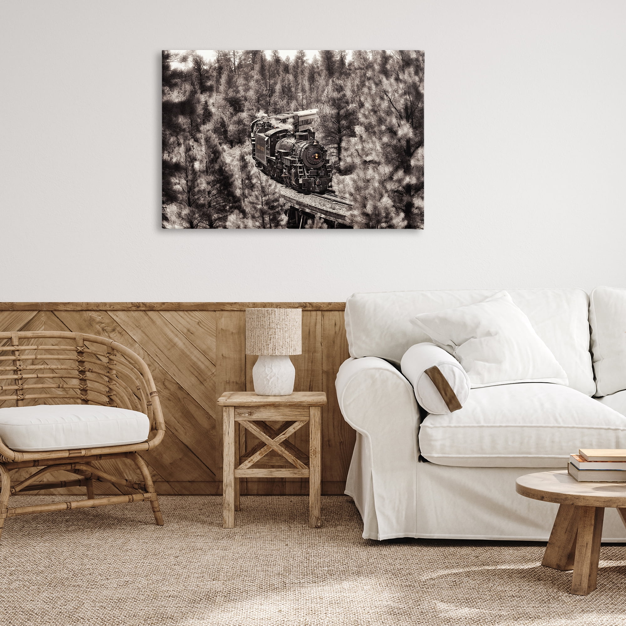 Stupell Industries Train on Curving Path Transportation Photography Wrapped Canvas Art Print Wall Art, 36 x 24
