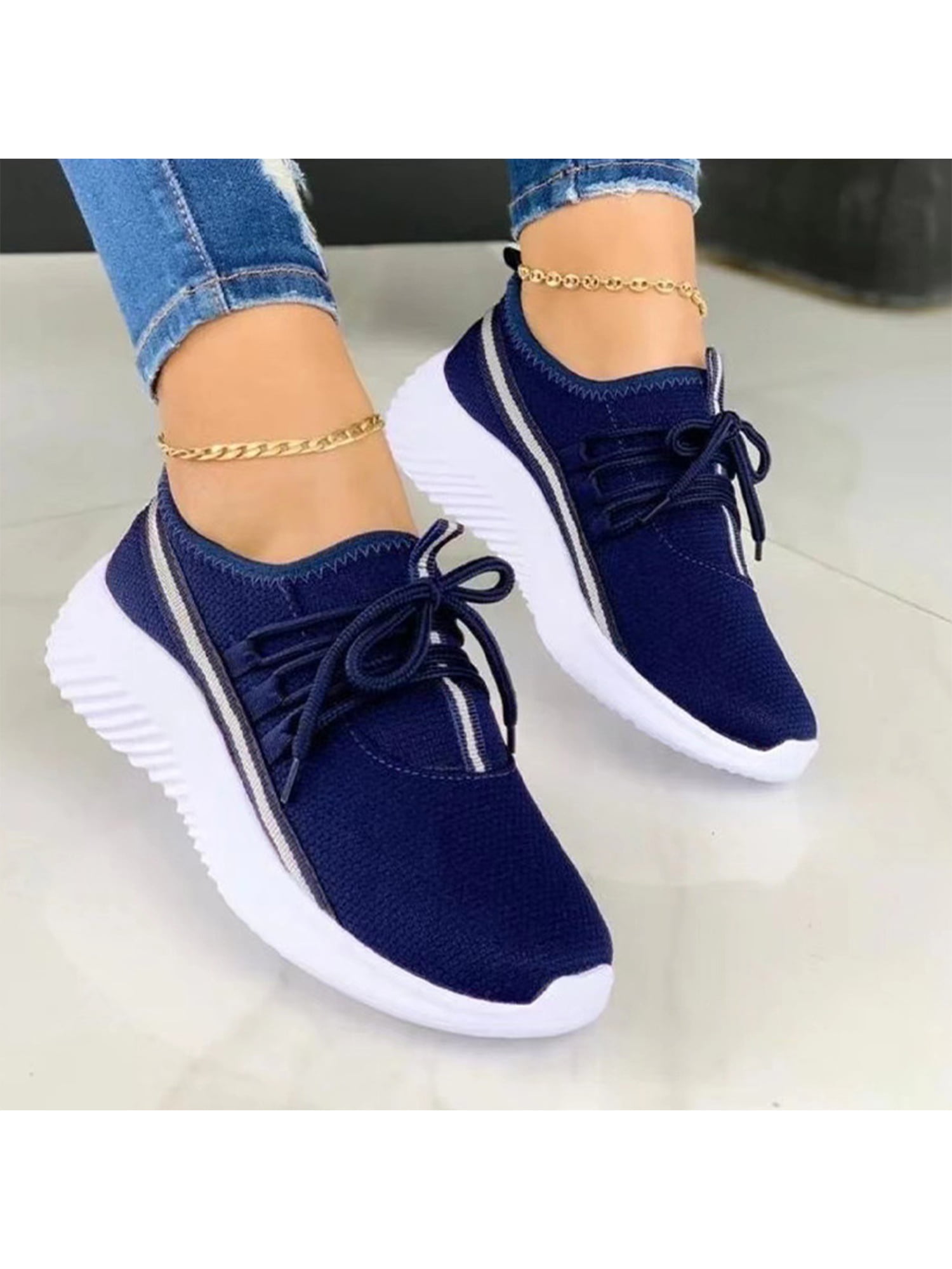 Women's Casual Sneaker Athletic Tennis Shoes Walking Running Lace-Up Suede 