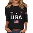 thumbnail image 3 of Women's Fashion 4th of July 3/4 Sleeve Sweaters, Patriotic Independence Day Tops for Women, Spring & Summer Casual Flag Printed Round Neck Pullover, 3 of 4