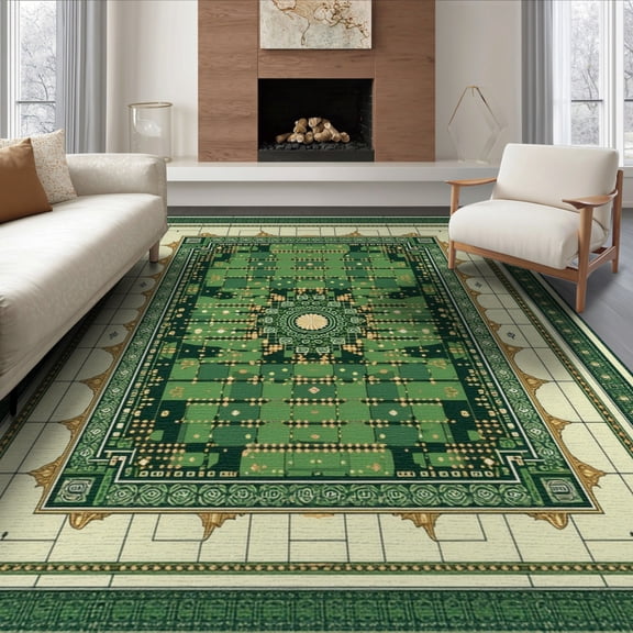 ODIKA 8'x10' Washable Area Rug Durable, Non-Slip Graphic Men Bold Borders Funky Bathroom Designer Anime Mens Cartoon for Living Room, Under Sectional, Family