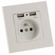 thumbnail image 3 of Juego de 2 tomas de pared, toma de pared con doble USB 5V/2100mA, toma de empotrar con 2 puertos USB, práctica y manejable JAMW Sencillez, 3 of 4