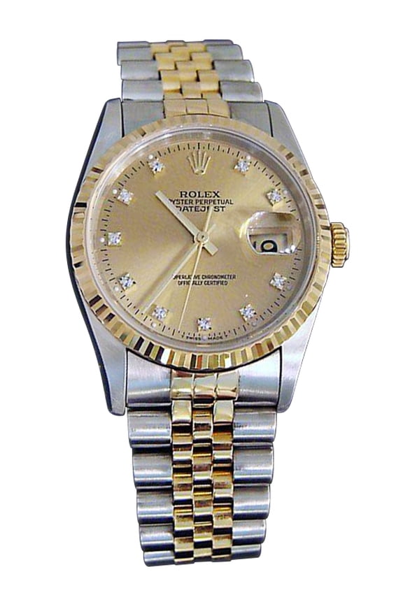 Pre-Owned Mens Rolex Two-Tone 18K/SS Datejust Champagne Diamond 16233