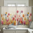 thumbnail image 4 of Sheer Curtains 45 inches Long, Red Pink and Yellow Poppy Oil Painting Floral Retro Linen Light Filtering Sheer Window Curtains Rod Pocket Voile Drapes for Bedroom Living Room, 52"W x 45"L 2 Panels, 4 of 7