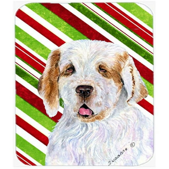 Clumber Spaniel Candy Cane Holiday Christmas Mouse Pad, Hot Pad Or Trivet