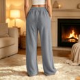 thumbnail image 5 of ClodeEU Women's Elastic Waist Fleece Wide Leg Lounge Pants ,Warm Winter Homewear Sleep Bottoms With Pockets ,Women's Plus S, 5 of 5