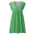thumbnail image 2 of KaLI_store Summer Dresses for Women Womens Summer Dresses Short Sleeve V Neck Tiered Dress Green,XL, 2 of 5