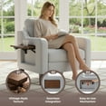 thumbnail image 5 of EOP Modern Upholstered Armchairs Set of 2, Linen Fabric Accent Chairs with 2 Side Pockets, Living Room Chairs with Foldable Table, Comfy Reading Chairs for Bedroom, Light Gray, 5 of 9