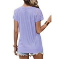 thumbnail image 5 of HUBERY Women Crochet Lace Spliced V Neck Short Sleeve Solid Color Top, 5 of 6