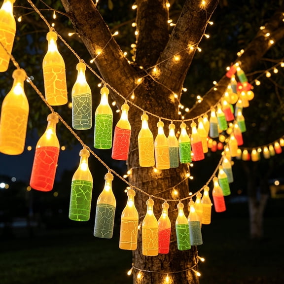 RBCKVXZ 118 Inch Wine Bottle Shape String Lights, Waterproof Warm White Fairy Lights, Battery Powered for Terrace Balcony Deck Camping Family Holiday Ambience Decor