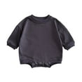 thumbnail image 2 of Infant Boys Girls Sweatshirt Romper One Piece Outfit Bubble Romper Long Sleeve Crewneck Sweatshirt Bodysuit Cute Clothes Jumpsuit, 2 of 7