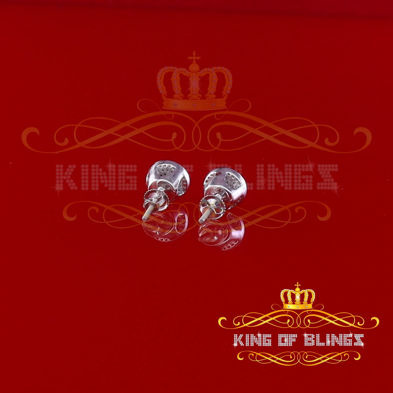 King of Bling's 925 Sterling Silver White 0.25ct Diamond For Men's/Women's Stud Round Earrings
