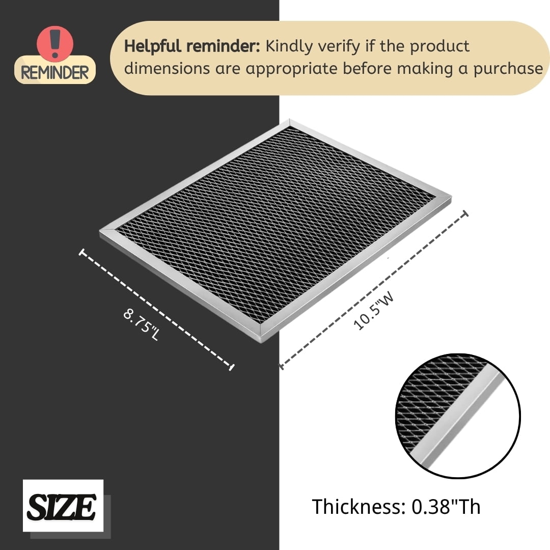 Nispira Replacement Range Hood Grease Filter with Charcoal Compatible with Broan 97007696, S97007696, 6105C, 1172266, 41F. A set of 8 Filters