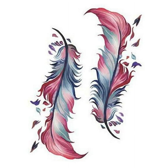 Panda Superstore  Individual Styles Feathers Colorful Temporary Fashion Tattoos Stickers