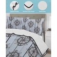 thumbnail image 3 of Full Size Quilt Bedding Set, Nautical Brown Anchor Reversible Summer Quilt 3 Pieces, Coastal Ocean Sea Grey Wooden Grain Lightweight Bedspreads Coverlets with 2 Pillow Shams for All Seasons, 3 of 5