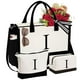 thumbnail image 1 of YOOLIFE Bolsa de lona con inicial y bolsa de maquillaje, regalos de cumpleaños personalizados para mujeres, mamá, hija, hermana, amigas, maestra, regalos de boda para dama de honor, 1 of 5