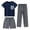 Navy-r7Buu, variant on JFOPQVSM Boys Comfortable and Breathable Short Sleeved Home Clothes Fashionable Checkered Prints Homewear Three Piece Set