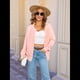 thumbnail image 5 of Suéteres de Larga con Cuello Redondo y Botones para Mujer, Cárdigan Abierto de Otoño 2025 Rosa XL, 5 of 10