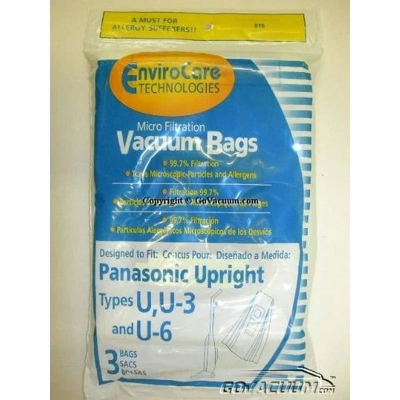 Envirocare 6 Panasonic U U3 U6 U12 Upright Hepa Vacuum Cleaner Bags