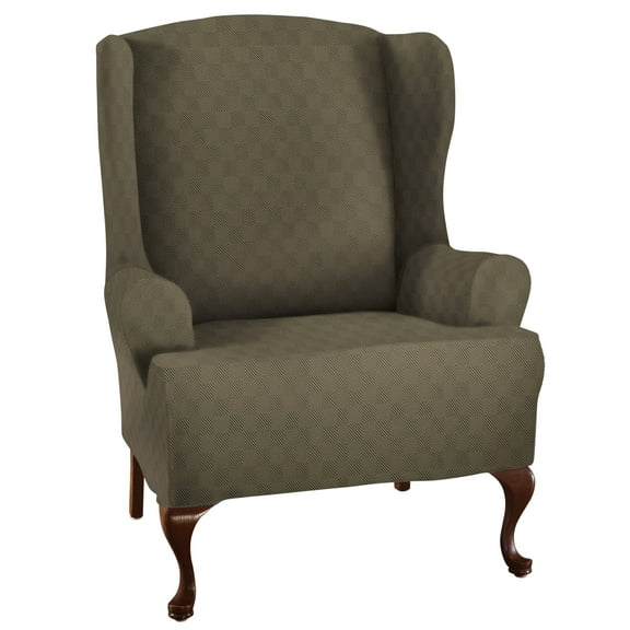 Stretch Sensations 1-Piece Stretch Newport Wing Chair Slipcover, Sage