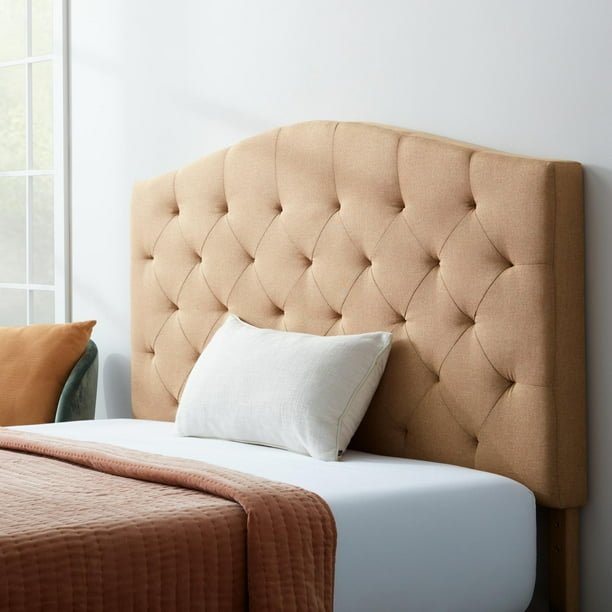 Rest Haven Hillboro Curved Edge Upholstered Headboard, Queen, Beige