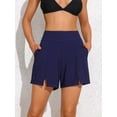 thumbnail image 4 of Charmo Womens V Slit Swim Shorts with Pockets High Waisted Bermuda Shorts, 4 of 8
