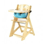 Angle View: Keekaroo Height Right High Chair Natural with Infant Insert and Tray - Natural/ Aqua