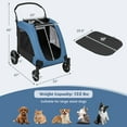 thumbnail image 3 of Costway Extra Large Dog Stroller with Dual Entry Safety Belt Adjustable Handle 4 Wheels Blue, 3 of 10