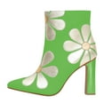 thumbnail image 2 of FSJ Women Cute Pointed Closed Toe Daisy Ankle Boots Chunky High Heel Side Zipper Flower Wedding Booties Bridal Dress Shoes Size 9 Green, 2 of 4