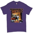 thumbnail image 1 of Tee Hunt Milwaukee Steel T-shirt Route 66 Motorcycle Chopper Bobber Biker Men's Tee, Purple, 4X-Large, 1 of 5