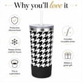 thumbnail image 3 of Biddlebee 20oz Insulated Stainless Steel Tumbler with Straw and Silicone Boot, Black & White Check, 3 of 10