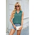 thumbnail image 4 of Womens Sleeveless Button Down Shirt Collared Blouse Casual Office Shirts Basic Tank Top Dark Green L, 4 of 8