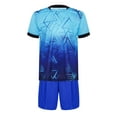 thumbnail image 3 of Hansber Kids Boys Basketball Soccer Jersey Tracksuit Quick Dry Athletic T-Shirt with Sports Shorts Set Summer Outfits Light Blue 6, 3 of 5