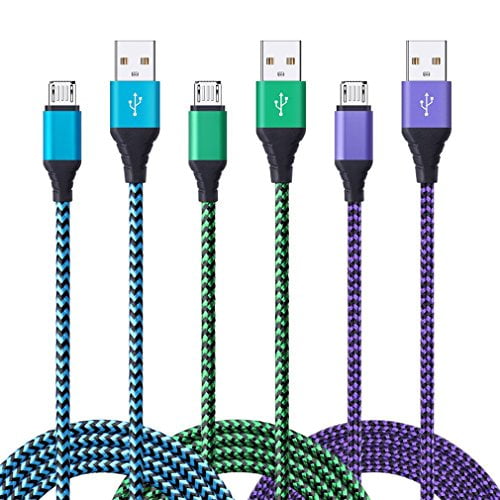 Android Charger Cable Fivebox 3 Pack 6ft Micro Usb Cable Cord Braided Fast Charging Phone Charger