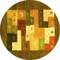 thumbnail image 1 of Ahgly Company Indoor Round Abstract Yellow Contemporary Area Rugs, 3' Round, 1 of 4