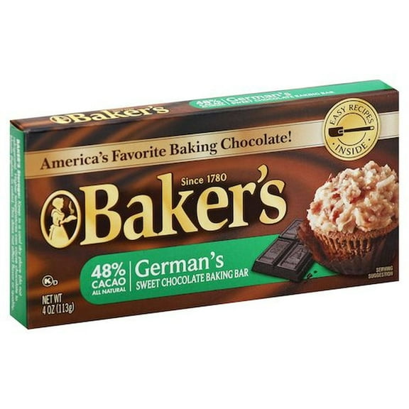 Bakers German Sweet Chocolate Baking Bar, 4 Ounce -- 12 per Case.