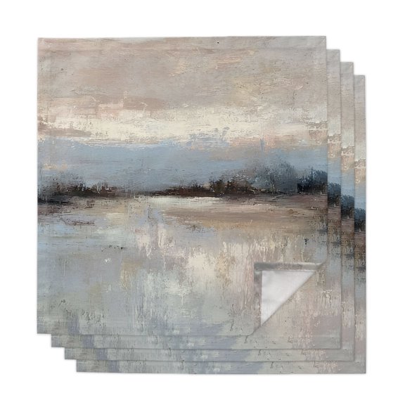 Cloth Napkins Set of 4 - 20x20 Inches, Abstract Brown Washable Reusable Table Napkins, Winter Geometric Oil Painting Color Blocks Soft & Absortbent Dining Napkin for Party Wedding Hotel Restaurant