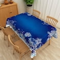 thumbnail image 4 of Nanqianyi Christmas Tablecloth Rectangle 60 x 102 Inch, White Snowflake Blue Xmas Table Cloth for Winter Holidays, Dinner, Parties Decoration, 4 of 11