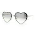 thumbnail image 4 of Womens Retro Luxe Hippie Rimless Heart Shape Metal Rim Sunglasses Silver White - Silver Mirror, 4 of 8